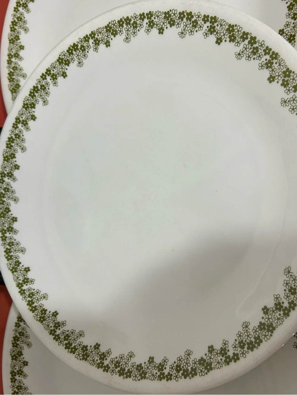 Set of 4 10.5 inch Corelle Green Daisy Spring Blossom Dinner Plates